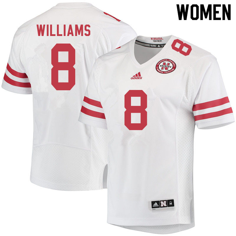 Women #8 Deontai Williams Nebraska Cornhuskers College Football Jerseys Sale-White